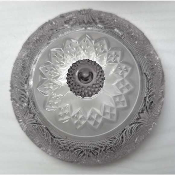 Duncan Miller Sandwich Glass Pale Lavender Lilac Covered Candy Dish Pedestal - Picture 3 of 12